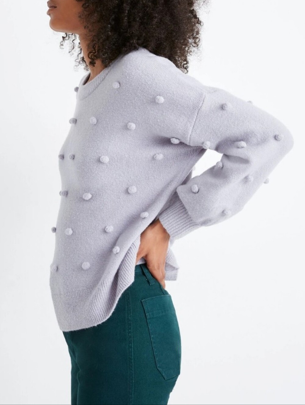Madewell Brockton Bobble Wool Pom Pom Cozy Chic Casual Crewneck Sweater Size XXS